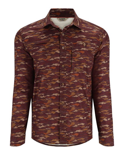 13643-1269-Simms-Challenger-LS-Shirt-Mannequin-F24-Front Mahogany Riverbed Print