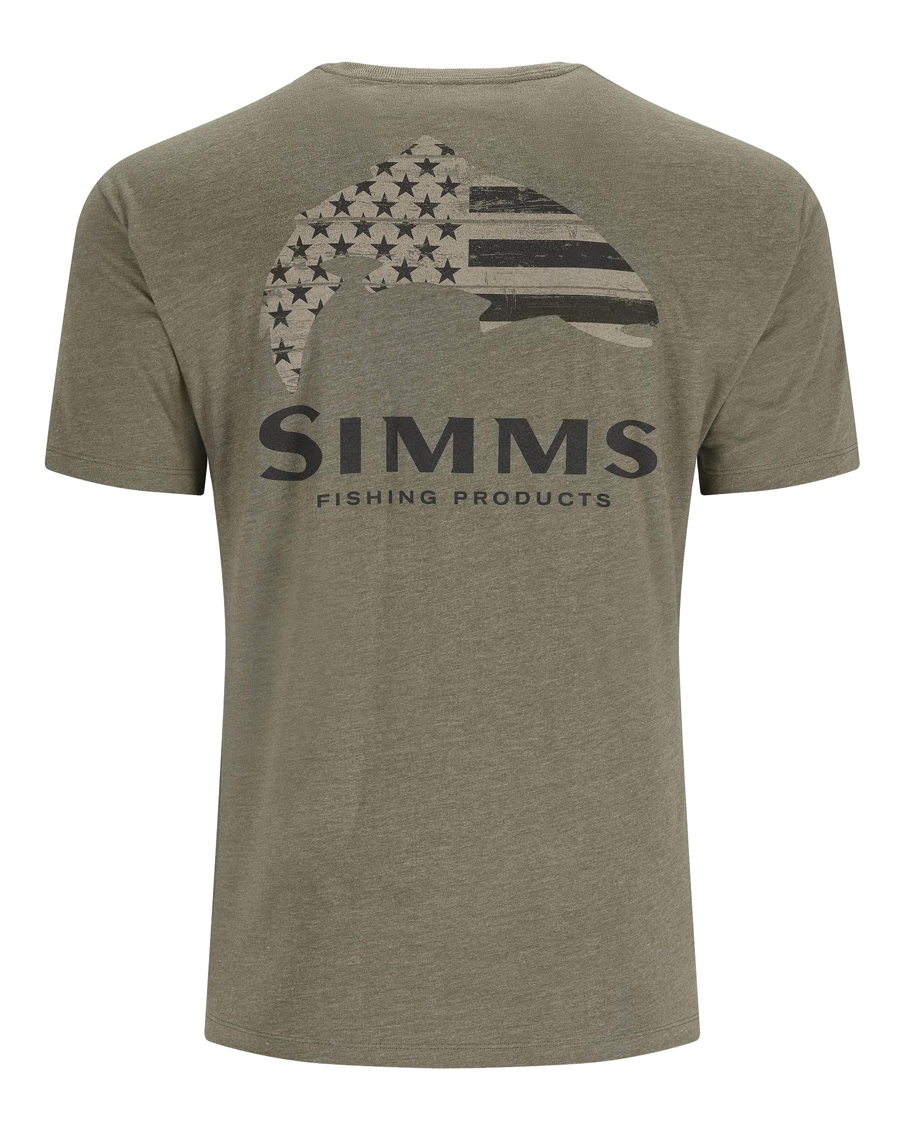 Simms Men's Wooden Flag Trout T-Shirt Military Heather / XL