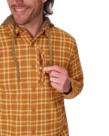 mens-coldweather-shacket-hooded Wakemup Plaid: Cork