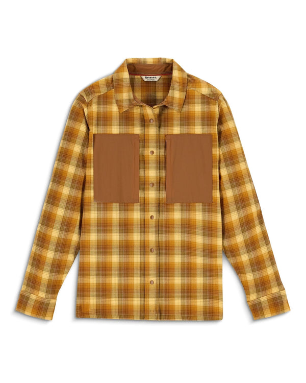Plaid shirt with brown pocket on a white background Kennebec Plaid: Sandbar