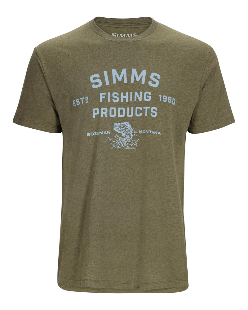 Simms Stacked Logo Bass T-Shirt - Men's Oatmeal Heather, XL