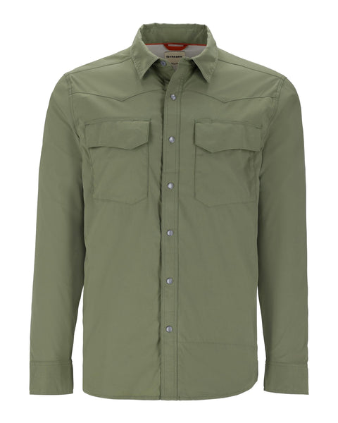 Simms Double Haul LS Shirt - Light Green Texture Wave Print