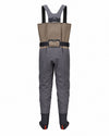 Gray and tan dry pants with black suspenders and cuffs, shown from the back on a white background.