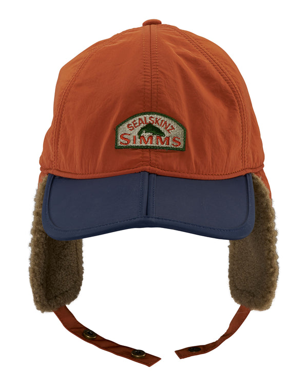 Simms Casquette de camionneur Bass Patch avec poisson, Woodland Camo Flame Simms Casquette de camionneur Bass Patch avec poisson, Woodland Camo Flame