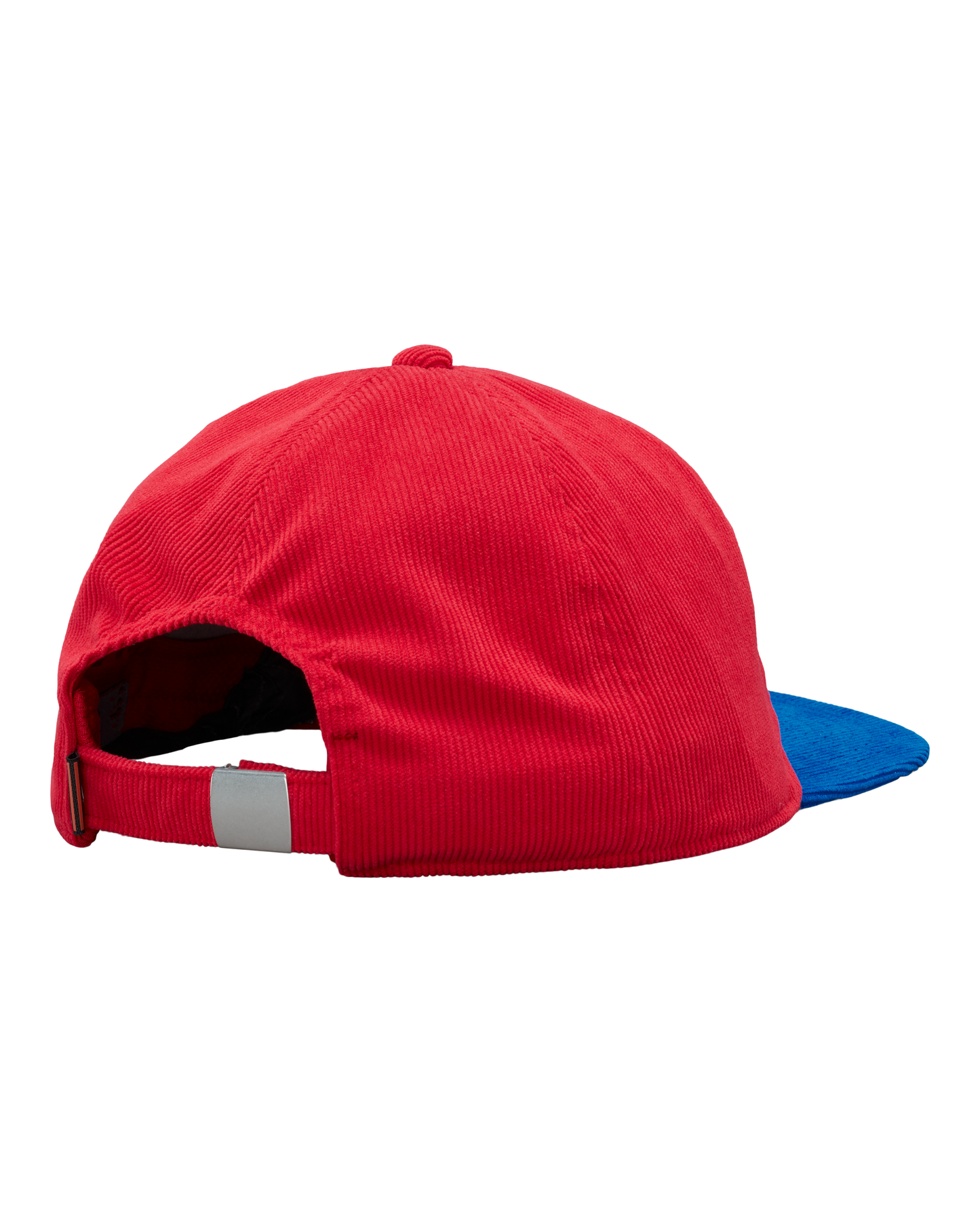 Red cap with a blue bill on a white background