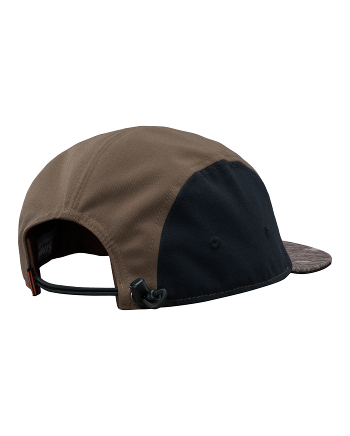 Brown and black cap on a white background
