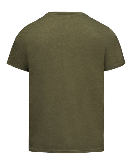 An olive green short-sleeve crewneck t-shirt shown from the back, displayed on a clean white background.
