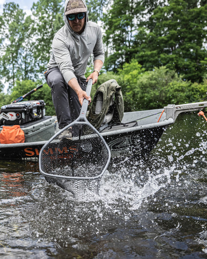 daymaker-boat-net-long-handle -rollover Pebble Steel