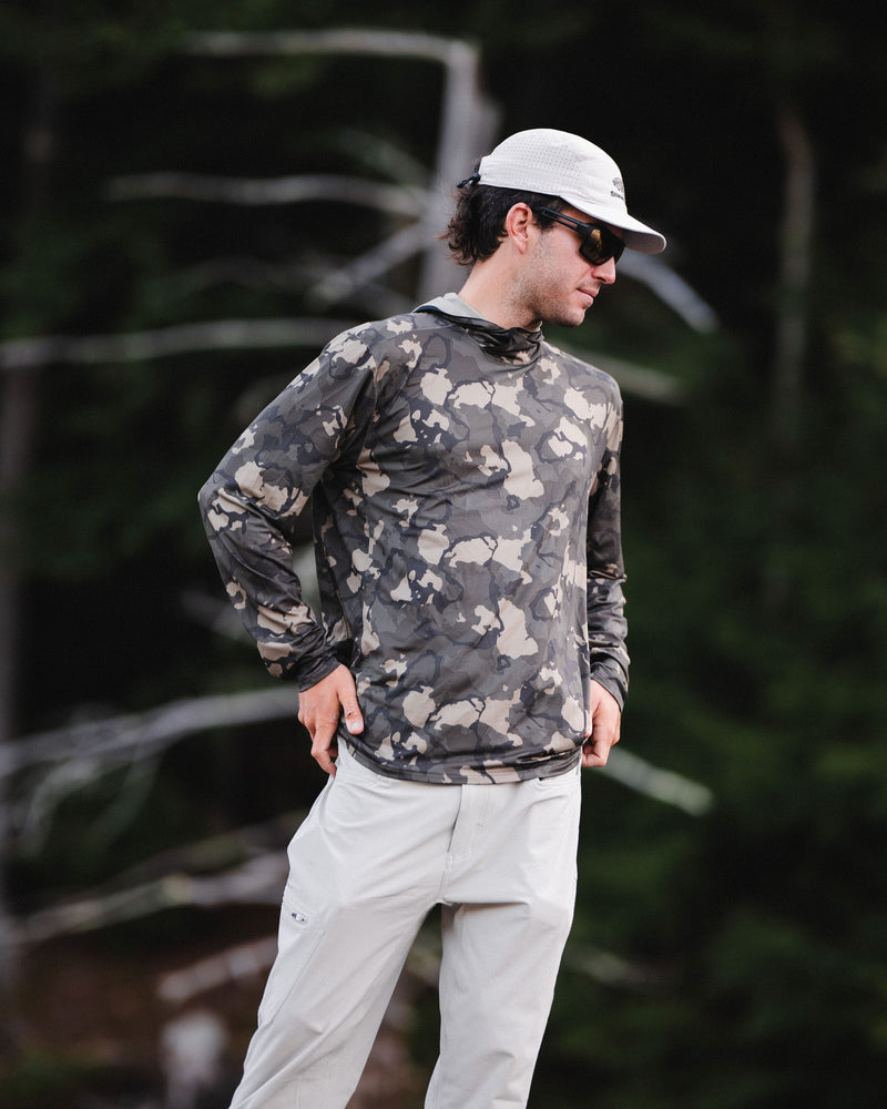 Simms Men's Bugstopper Solarflex Hoody - Ghost Camo Stone/Stone M