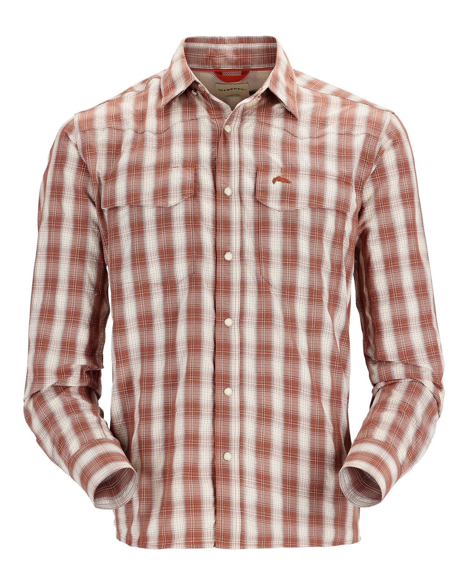 M'S BIG SKY LS SHIRT CLAY/HICKORY PLAID-on-mannequin