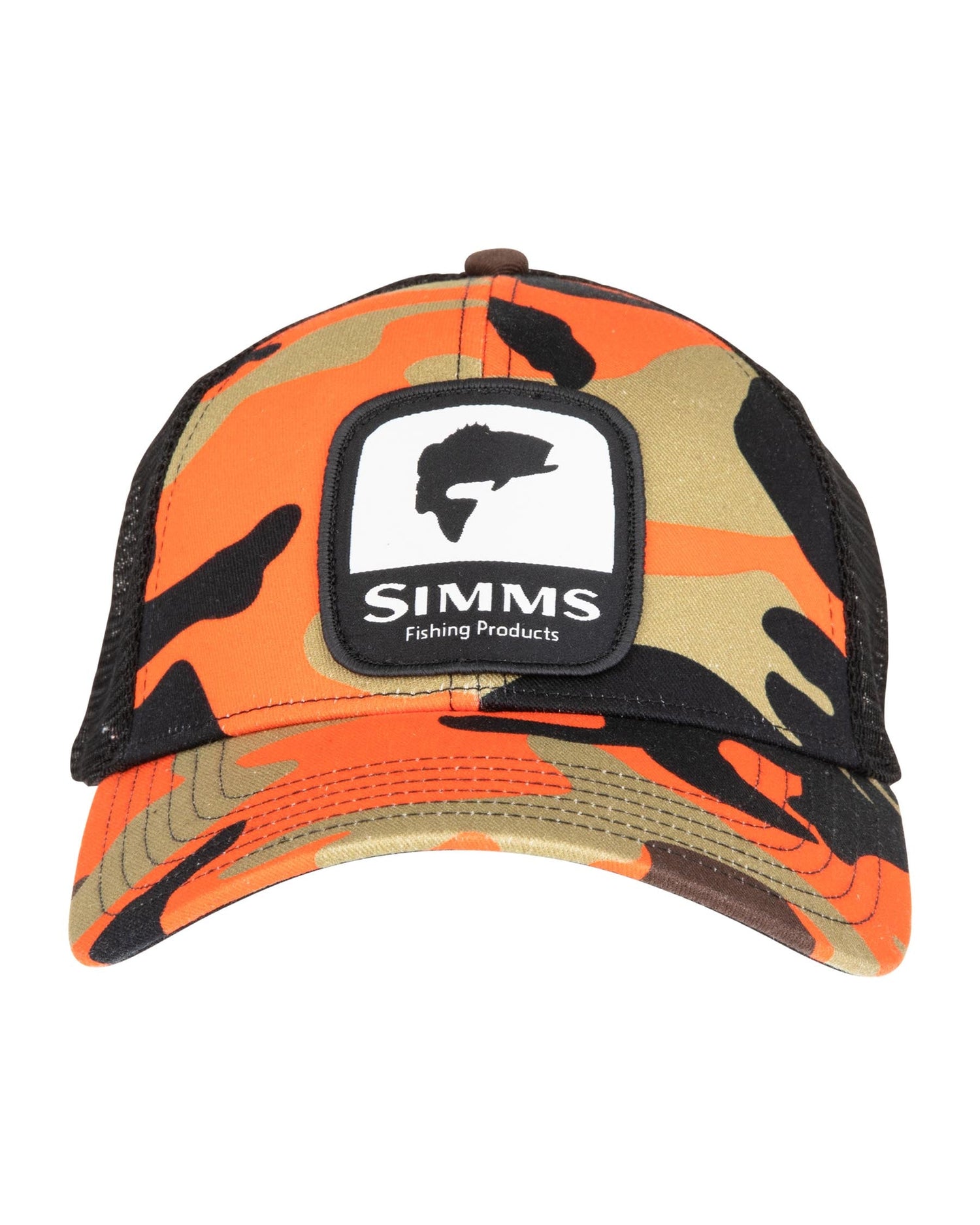 BASS PATCH TRUCKER WOODLAND CAMO FLAME-on-mannequin