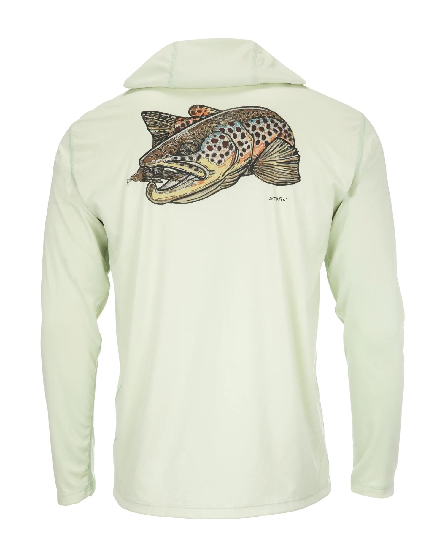 SIMMS TECH HOODY ARTIST SERIES BROWN TROUT/ LIGHT GREEN US-L