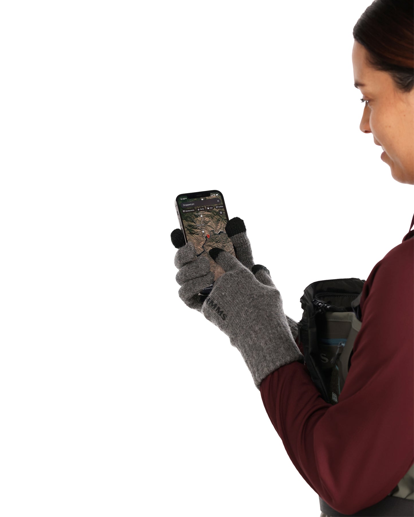 Fisherwomen using Wool Full Finger Glove with touchscreen capabilities  -rollover