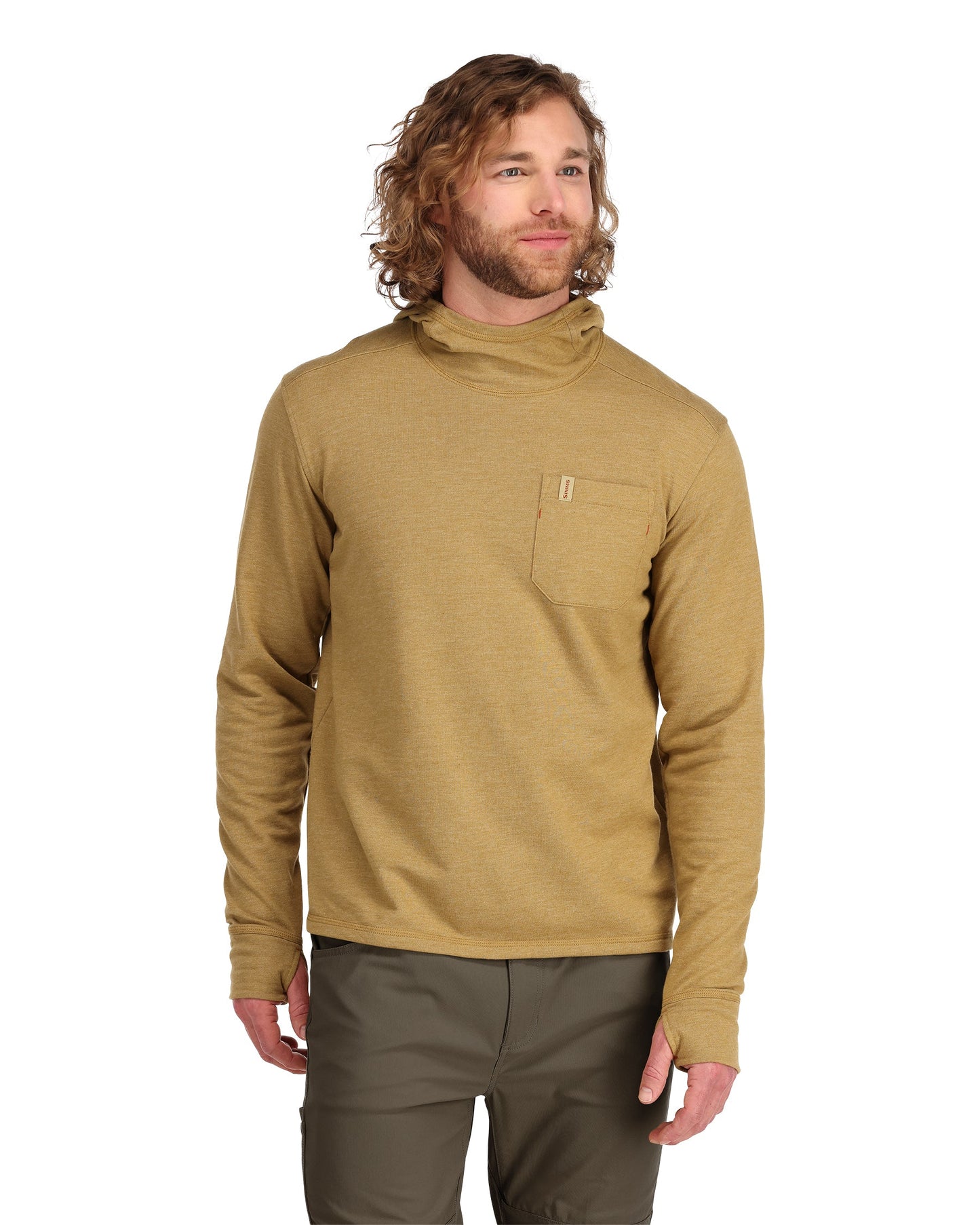 Henry's Fork Hoody-camel-on model -rollover
