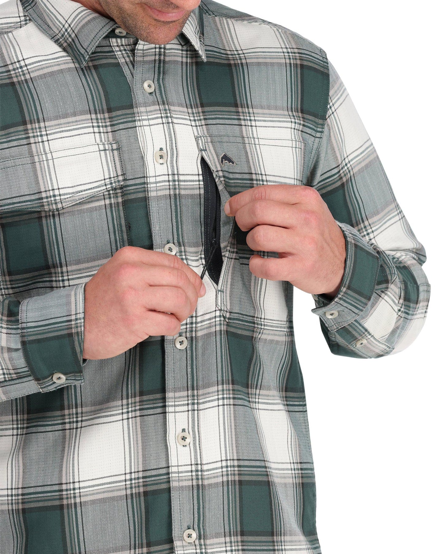 Guide-Flannel-Forest/White Dimensional Buffalo-on body
